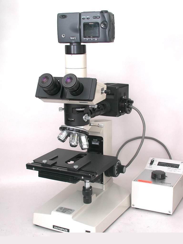 Olympus bhm metallurgical microscope w/ camera options