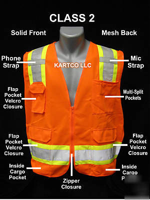 Radians class 2 mesh back multi- pocket vest org-4XL