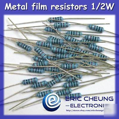 100PCS 9.1K ohm metal film resistors 1/2W+/-1%