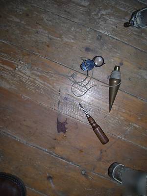 Gurley transit with box, tripod, and stick