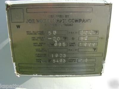 1700 gallon high pressure tank vessel mfg by joe white