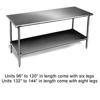 Eagle T3036SE work table, stainless steel top, undershe