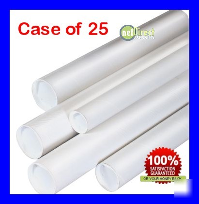 New qty 25 fiberboard mailing tube w/ end plugs 24X2 in