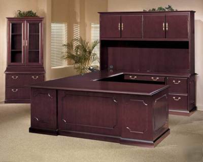 8PC u wood traditional executive office desk, ch-top-U1