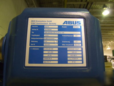 Abus top running 3 ton bridge crane