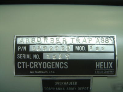Cti cryogenic absorber trap 5895-01-017-6672