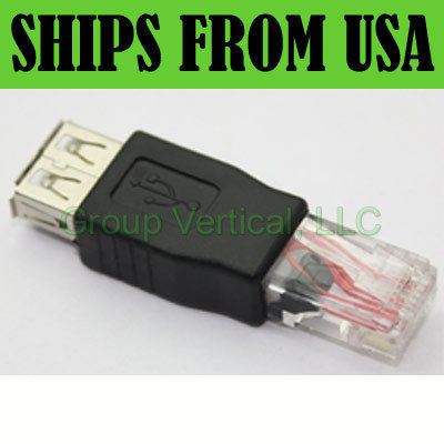 Female usb 2.0 to male RJ45 ethernet CAT5E adaptor