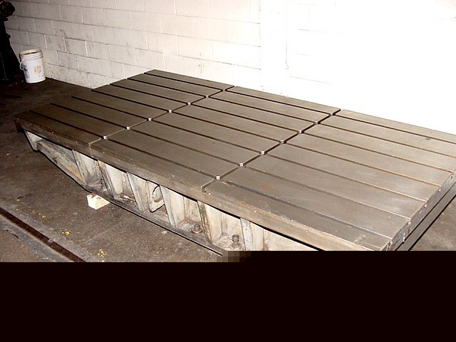 58.5' l 120' w unknown t-slotted work tbl floor plate,