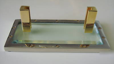 Beveled glass & metal business card holder,very sturdy 