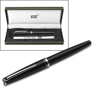 Montblanc platinum plated black rollerball pen 07386 bn