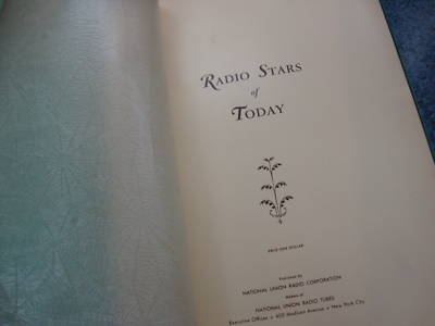 1930's radio stars of today photos national tubes book