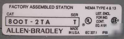 New allen-bradley 800T-2TA pushbutton switch station
