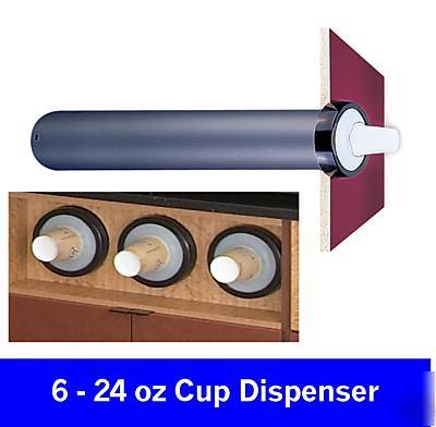 Easy 2 install counter mountable cup dispenser 6-24 oz 