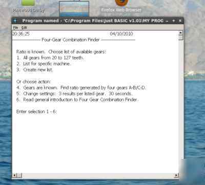 Find 4-gear combinations from ratios - software program