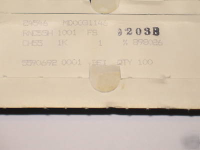 Dale mil spec RNC55 lot of 100 resistors 1K metal film