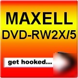 Maxell dvd RW2X 5 rw 2X speed pack rewritable 4.7GB 120