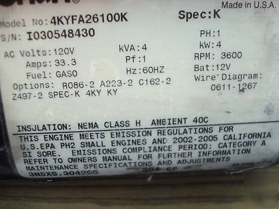 Onan microquiet 4KW 4000WATT rv generator