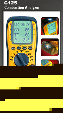 Uei C125 O2, co & eff combustion analyzer w/case, probe
