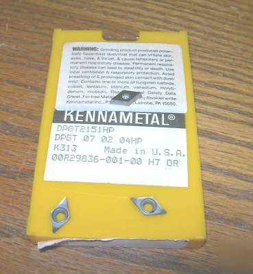 Kennametal carbide inserts DPGT2151HP K313 9 pcs $155
