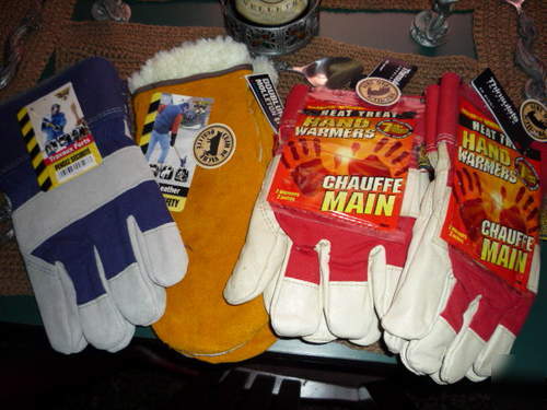 New 4 severe cold leather work gloves large