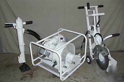 3 hydraulic portable tools, saw, breaker, compressor