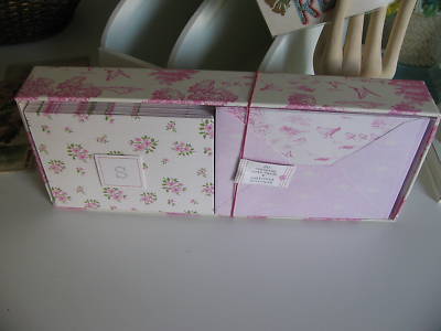 20 cards & envelopes * pink & cream * flowers & toile 