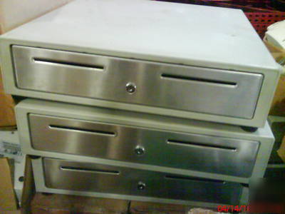 Pallets of cash drawers, receipt printers, pole dsplys