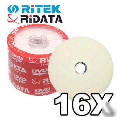 100 ritek ridata 16X dvd-r white inkjet dvd free ship
