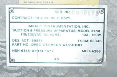 Impact portable suction machine aspirator pressure 317M