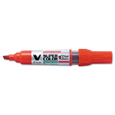 V super color begreen marker chisel tip refillable red