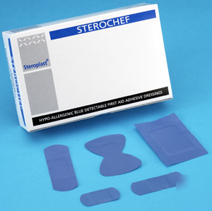 Sterochef assorted blue food catering plasters qty 100