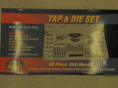 New 60 piece tap and die set sae metric w/ case