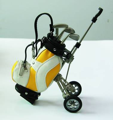 Novelty gift golf bag trolley pen holder,golf club pen